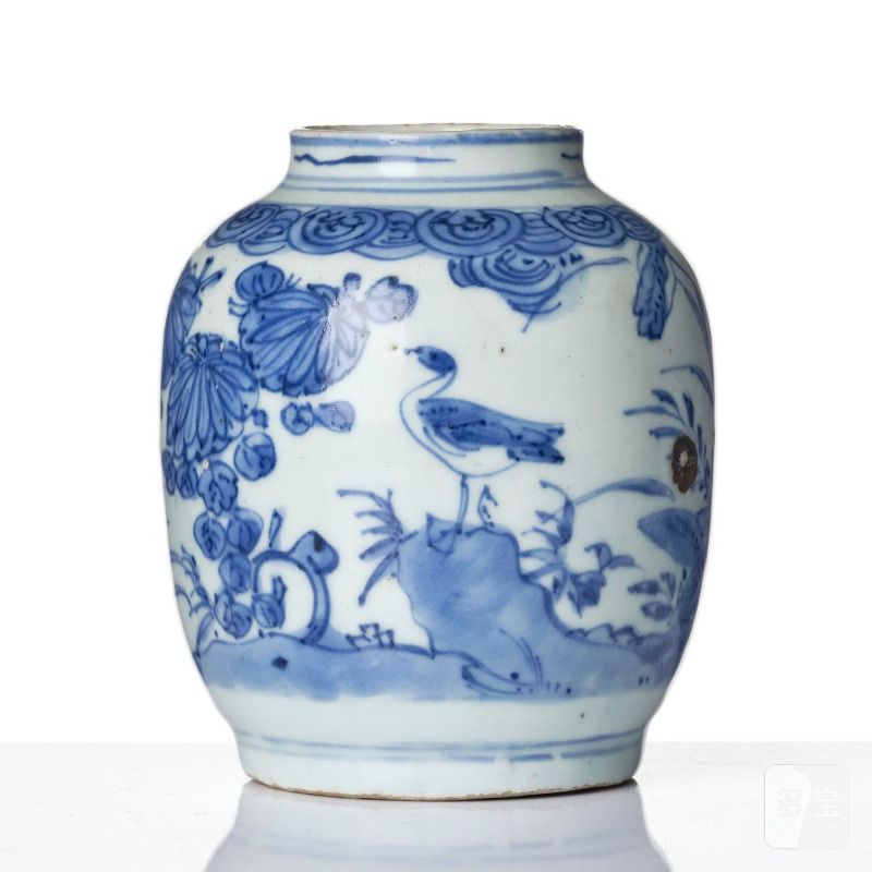 A blue and white 'geese in flight' jar, - 图3